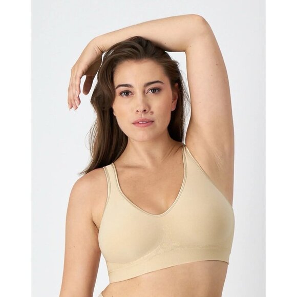 Bali Comfort Revolution ComfortFlex Fit Seamless 2 Ply Wireless Bra Sz M Nude - Picture 1 of 5